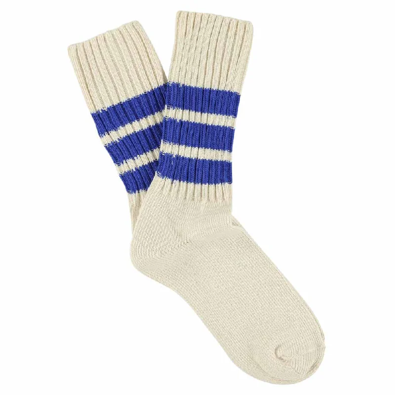 Low Cost Women Stripes Crew Socks - Ecru / Bright Blue