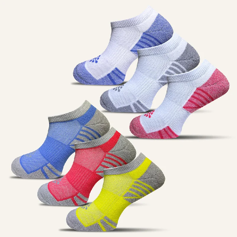 Mega Discount Women's Colorful Sport Cushioned Ankle Socks - 6 Pair