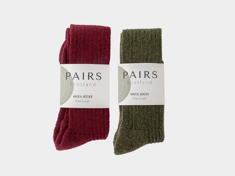 Weekend Bargains to Enjoy Wool Knee High Collection - Burgundy and Green